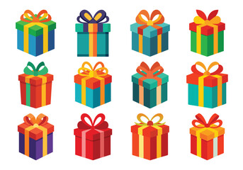 Gift box vector cartoon set icon. Illustration of isolated cartoon icon gift box with ribbon. Vector illustration set christmas present.