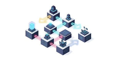 Fototapeta premium Isometric Network A Modern Illustration of Data Flow and Digital Connections