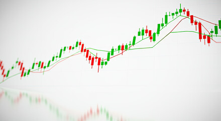 Red and Green Candlestick Chart on White Background Financial Analysis