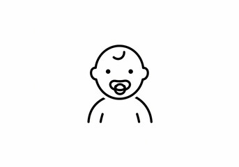 Obraz premium Simple Line Drawing Baby with Pacifier on transparent background