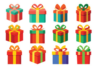 Gift box vector cartoon set icon. Illustration of isolated cartoon icon gift box with ribbon. Vector illustration set christmas present.