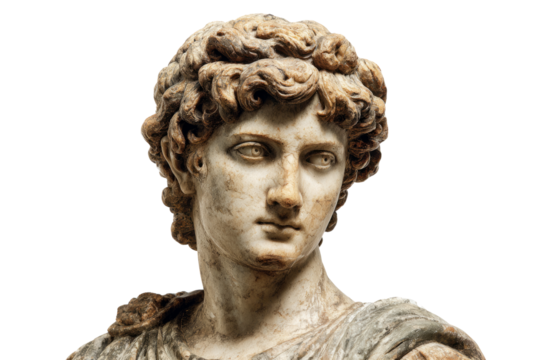 Classical Marble Bust of Young Male Sculpture with Curly Hair in Artistic Style