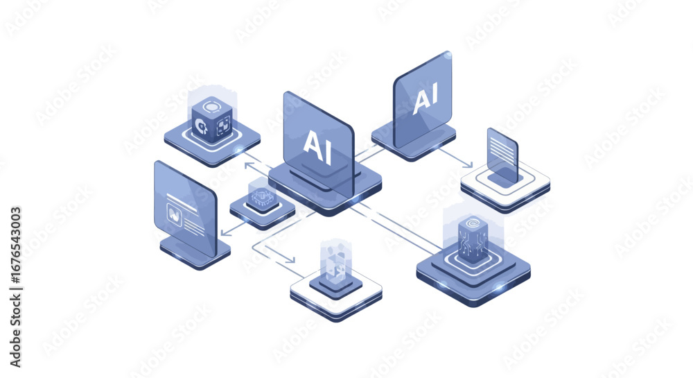 Poster ai network connecting data points in a seamless digital infrastructure