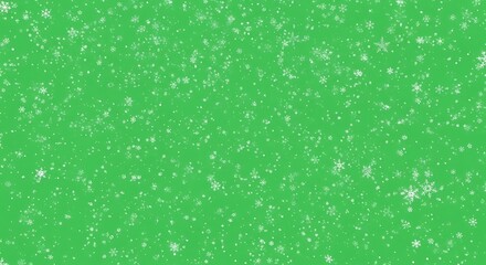 A backdrop of falling snowflakes on a light lime-green background