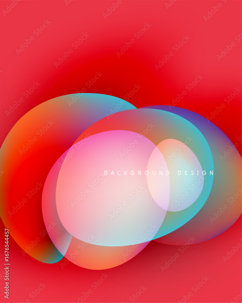 Aufkleber abstract vibrant circles overlap red background. soft gradients create modern visual effect. design 