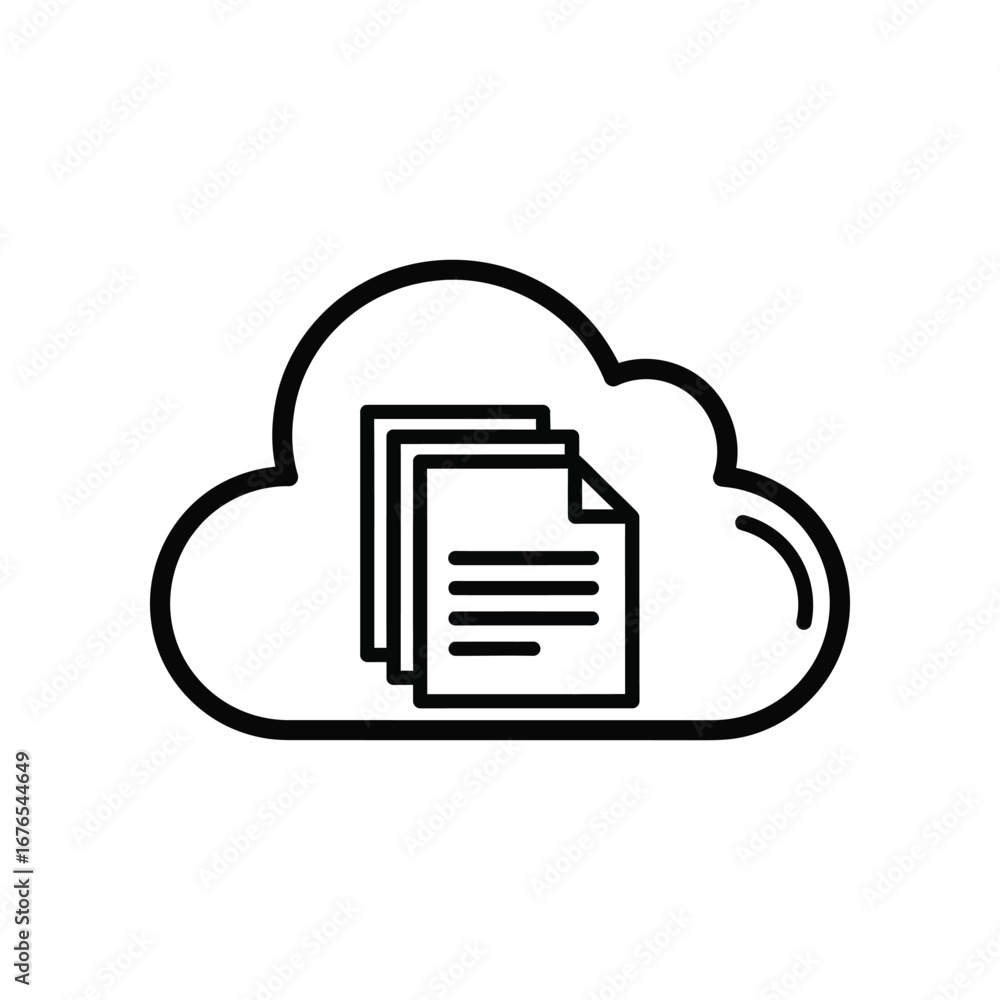 Aufkleber cloud data storage icon: a sleek, minimalist icon of cloud storage, featuring a cloud encompassing m