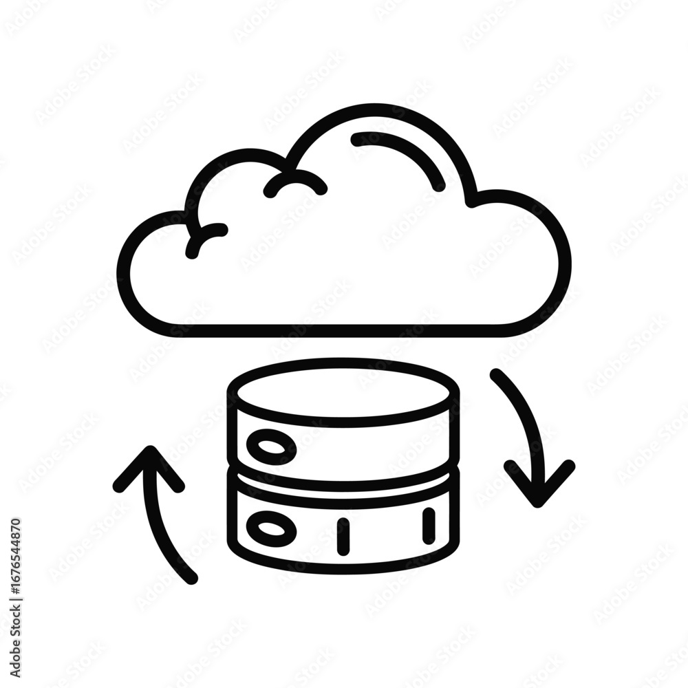 Aufkleber cloud data storage icon: an iconic depiction of cloud computing and data storage, represented by a c