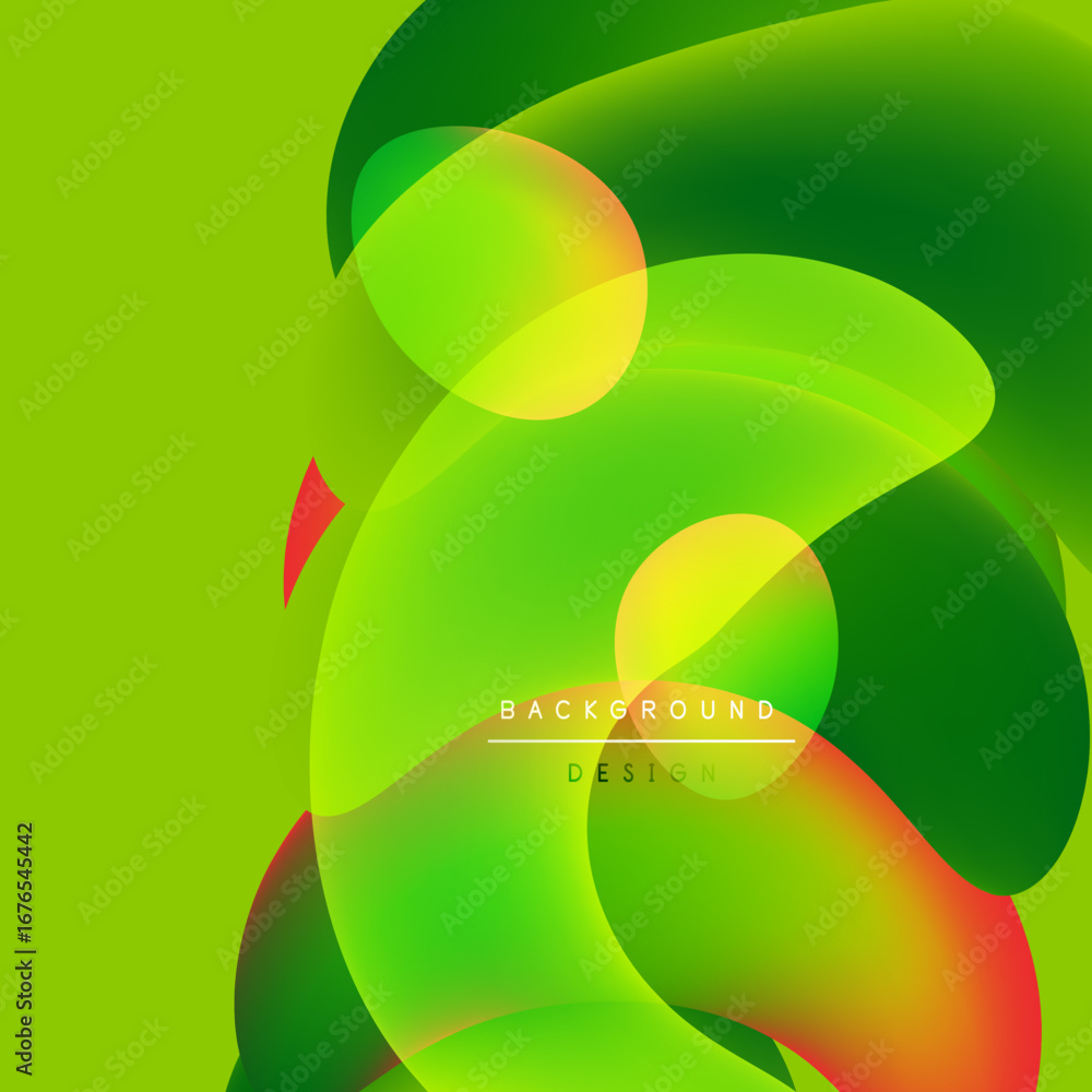 Poster abstract vibrant design. overlapping colorful shapes create dynamic composition. green dominates wit