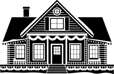 Christmas House Vector Art, American Home