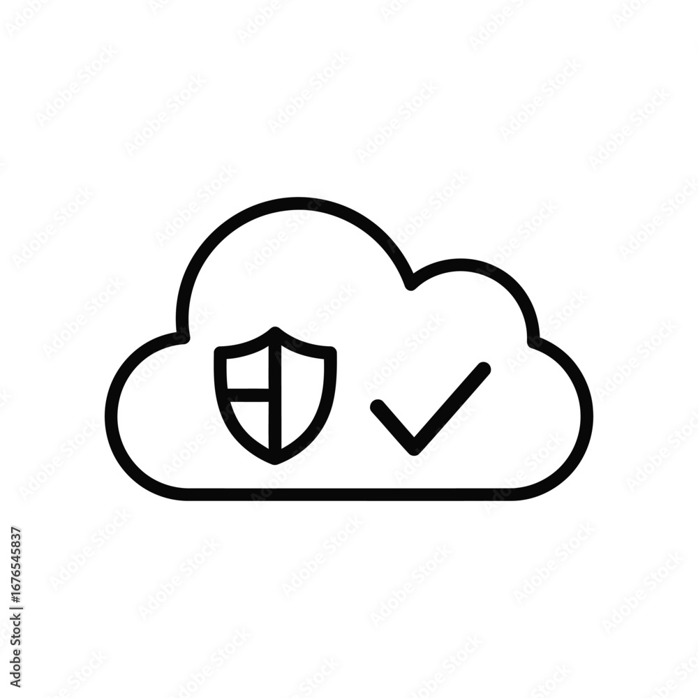 Fototapete secure cloud icon: a sleek, modern graphic representing a cloud, overlaid with a protective shield a
