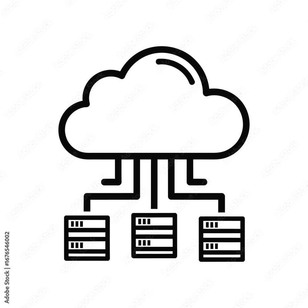 Fototapete cloud data network: a clean, sleek graphic illustration of cloud computing and a digital data networ