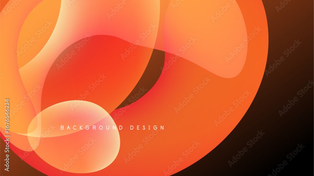 Poster abstract orange shapes overlap black background. fluid forms create dynamic visual effect. modern de
