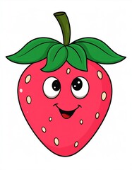 Obraz premium Cartoon strawberry with a happy face