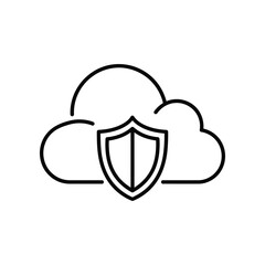Cloud Security Icon: A minimalist graphic of a cloud, subtly overlaid with a shield, perfectly embodying the essence of digital security and data protection.