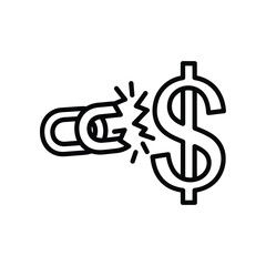 Breaking Free: A visual metaphor representing breaking free from debt, signifying financial freedom and liberation, with a cracked chain next to a dollar sign.