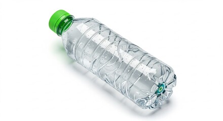 Heldere waterfles zacht verlicht op witte achtergrond. AI Generated