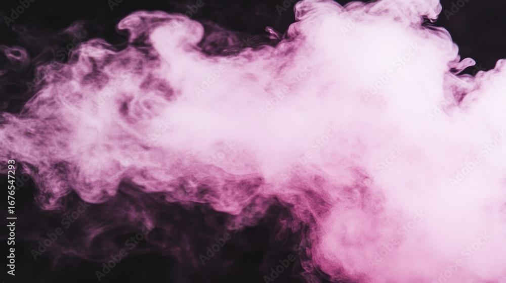 Poster Dramatic pink smoke effect swirling against a dark background creating abstract patterns