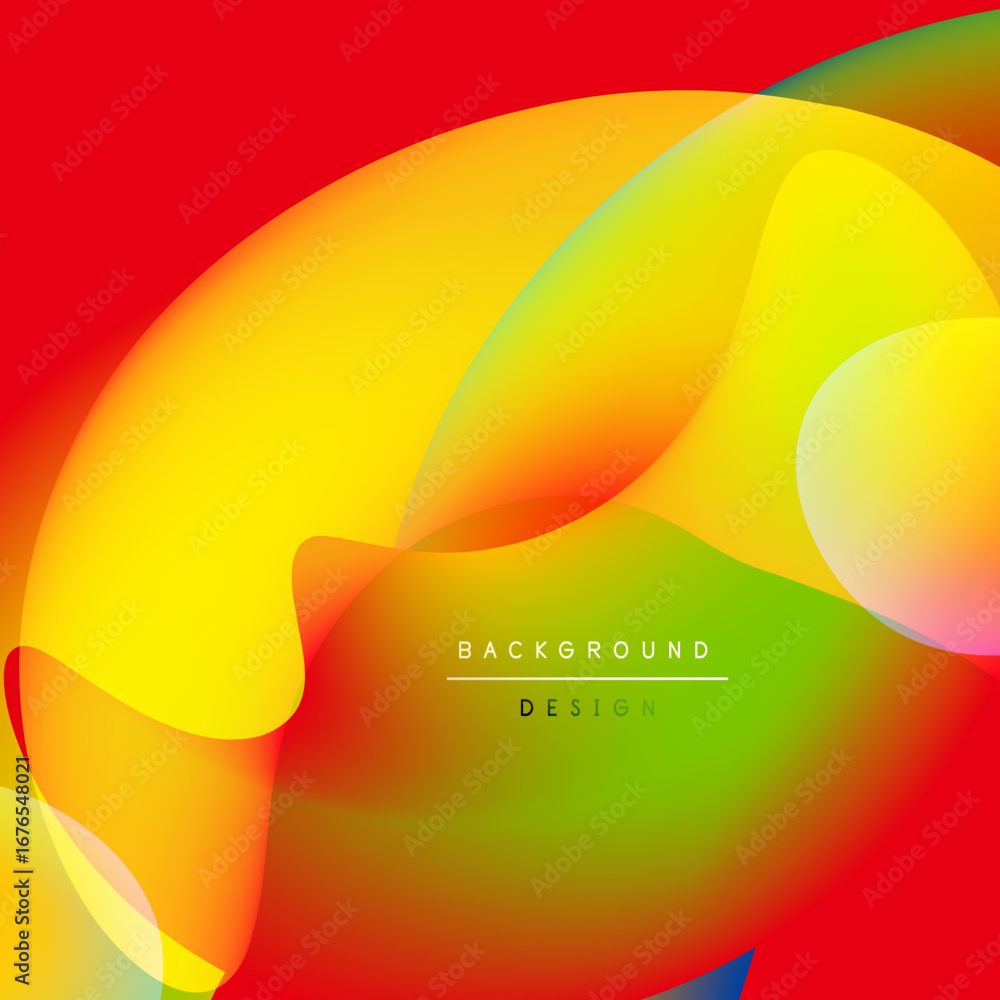 Poster abstract vibrant background. smooth colorful shapes blend, creating dynamic visual effect. red, yell