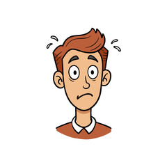 Obraz premium Worried Man Face - Nervous Cartoon Character with Sweat Drops, Anxiety Emotion Illustration