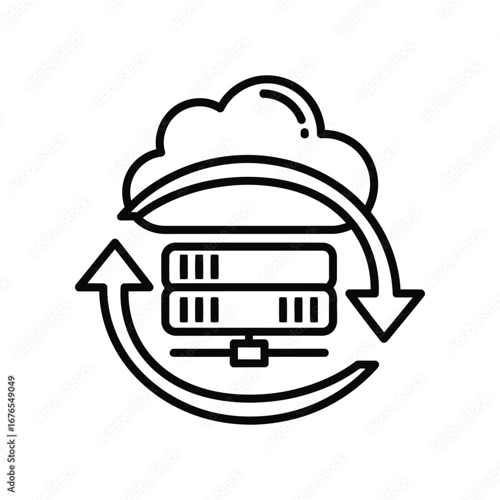 Fototapete cloud server connectivity icon: the dynamic lines of this technical illustration depict the seamless