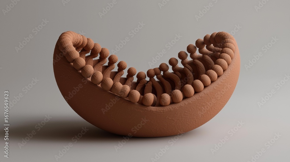 Aufkleber a rounded, open clay structure features evenly spaced stems topped with spherical shapes, curving in
