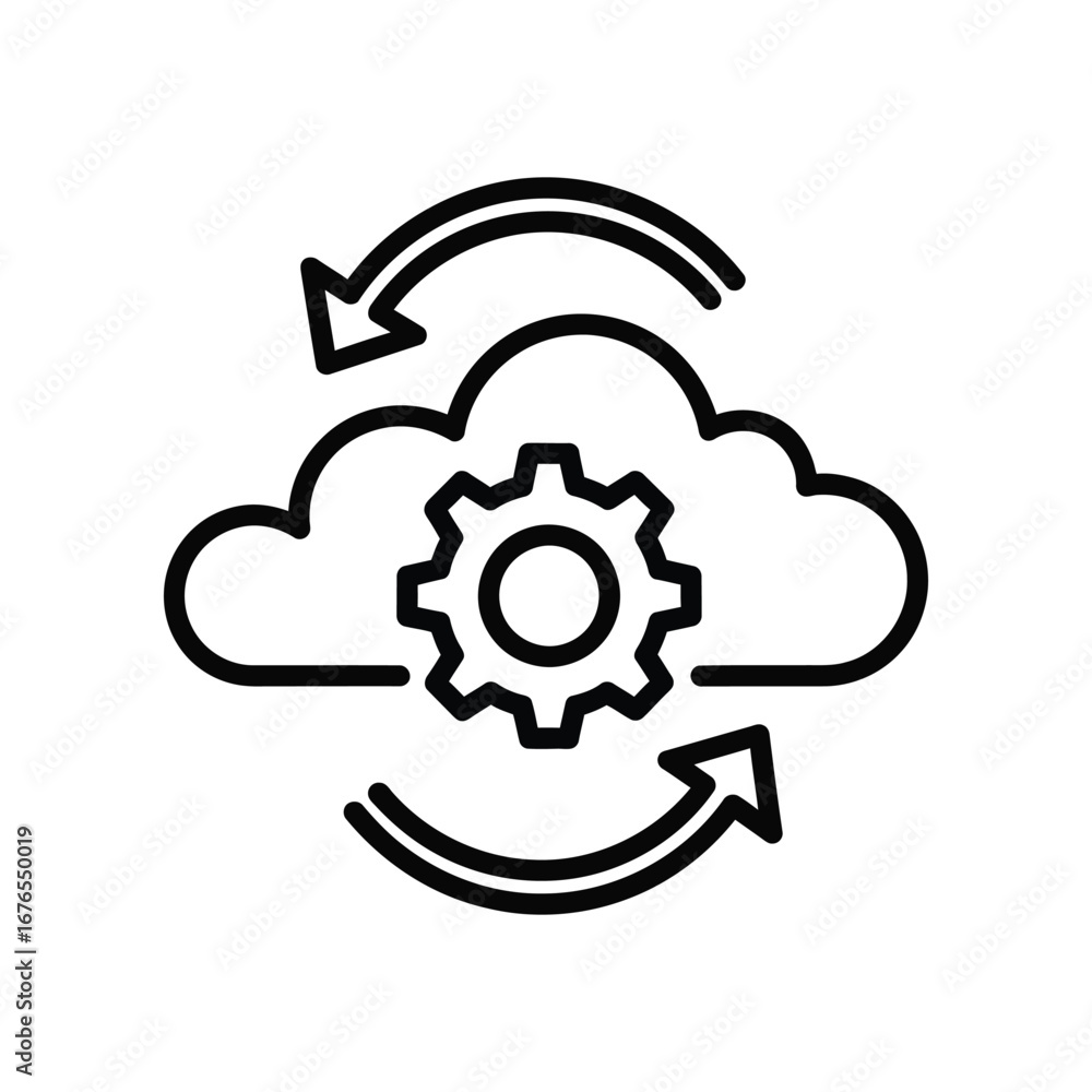Fototapete cloud technology icon: illustrating seamless data synchronization between cloud, depicting integrati