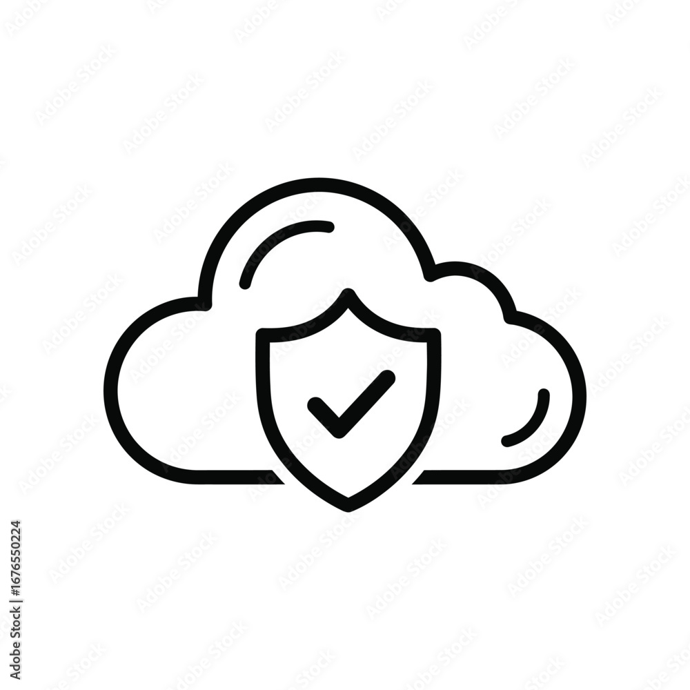 Aufkleber cloud protection and data security: a modern digital illustration represents cloud computing and dat