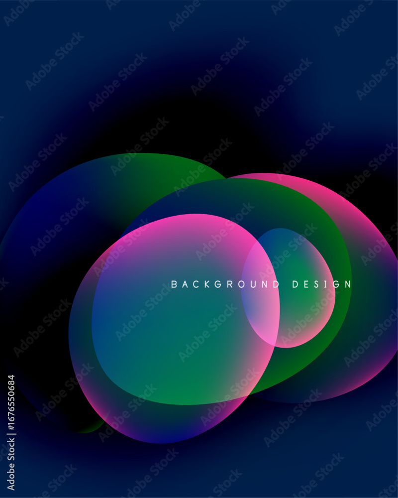 Aufkleber abstract colorful overlapping circles create dynamic visual effect. dark background enhances vibrant