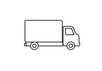 Simple Line Art Delivery Truck Illustration on transparent background