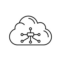 Cloud Computing Icon: An abstract symbol of cloud computing, with cloud-shaped with interconnected dots and lines, represents digital connectivity.