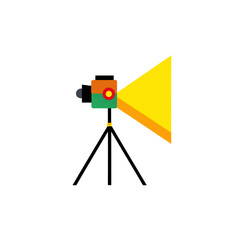 Illustration of a camera on a tripod with light on transparent background