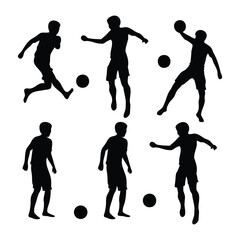 Soccer Player Silhouette Vector Set – 9 Dynamic Football Action Poses