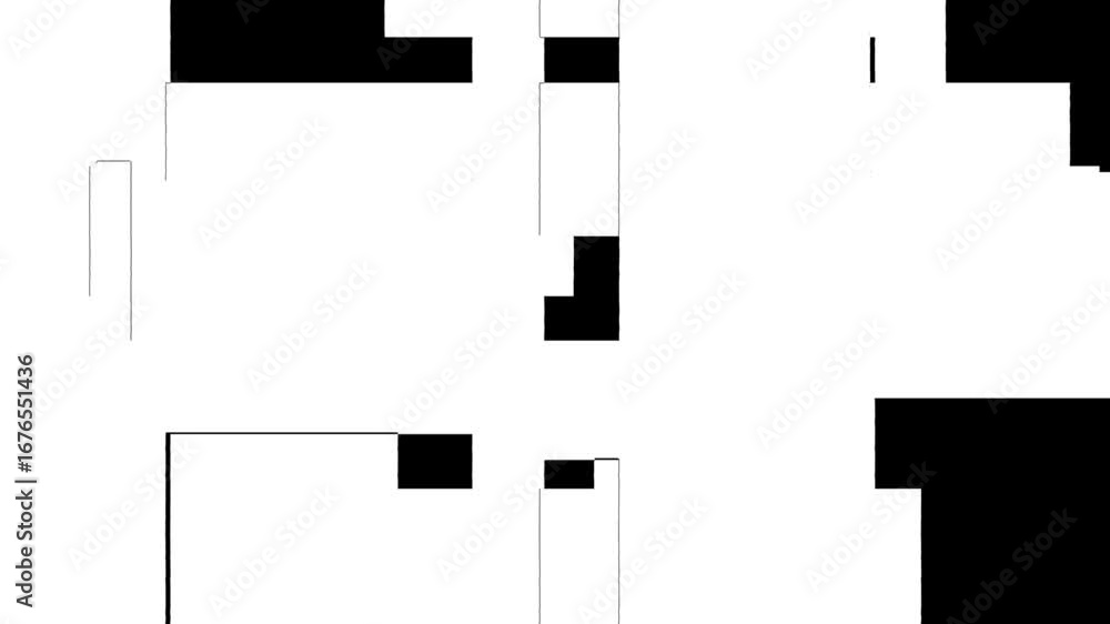 Poster geometric shapes scrolling on screen animation with distortion and glitch effects