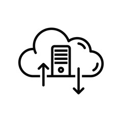 Cloud Server Icon: A minimalist icon, this image features a server enveloped in a cloud, representing cloud computing and data transfer
