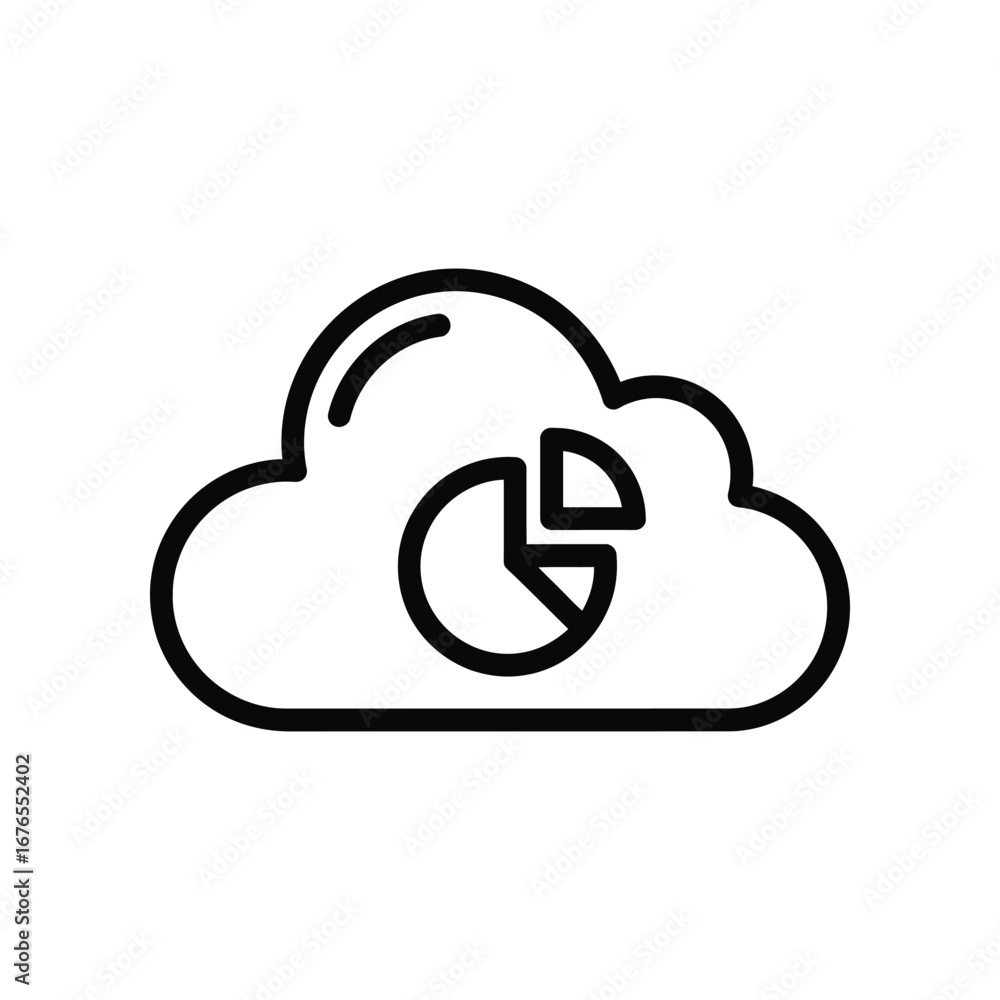 Fototapete cloud data analytics icon: an icon depicting a cloud encompassing a pie chart, suggesting cloud-base
