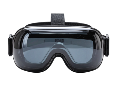  Modern Virtual Reality Headset Front View, sleek design, isolated on transparent background
