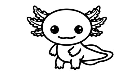 Cute Cartoon Axolotl Illustration, Pink Salamander, Kawaii Design, Amphibian Pet, Aquatic Animal