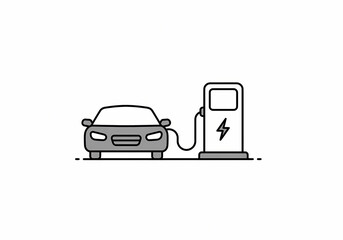Electric Vehicle Charging A Simple Illustration of Sustainable Transportation on transparent background