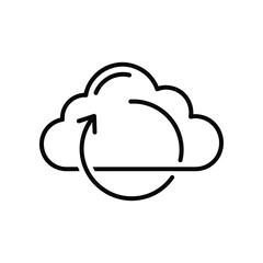 Cloud Sync Icon: A sleek, minimalist icon representing cloud synchronization. It signifies data transfer, backup, and digital storage.