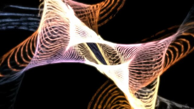 Abstract Fluid Lines Dancing Colors on Black Background