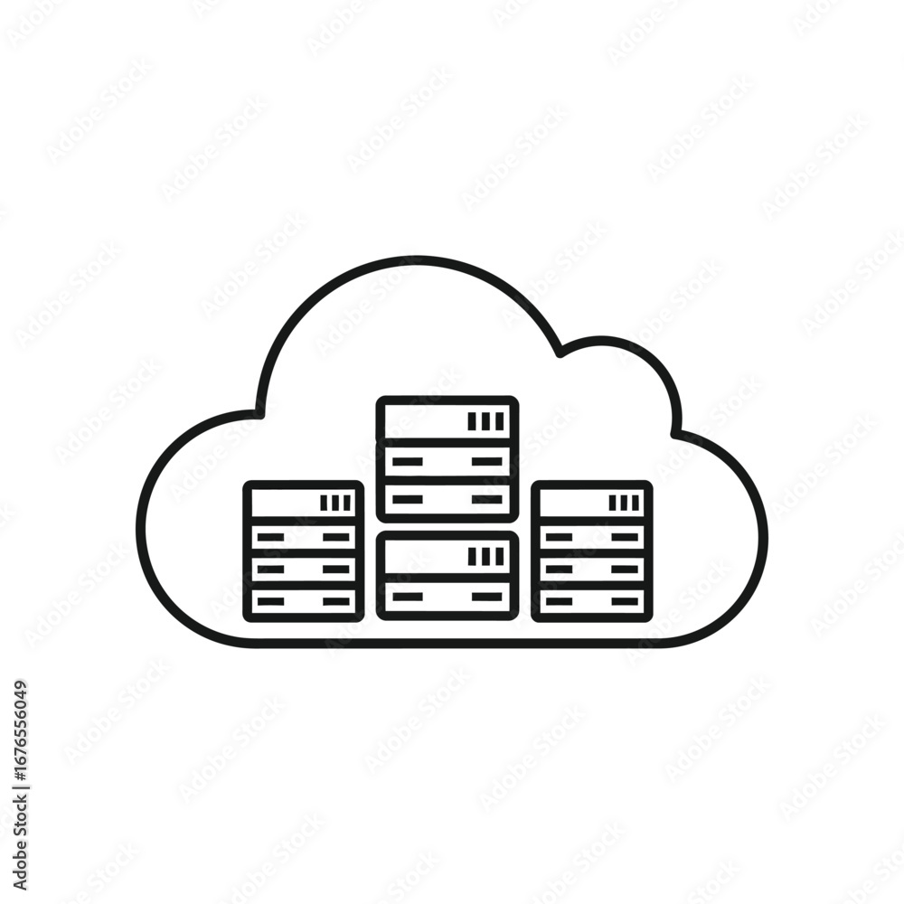 Fototapete cloud data storage: a graphic representation of data servers securely housed within a cloud, signify