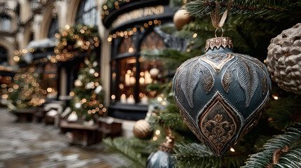 Fototapeta premium A detailed Christmas Tree with festive decorations --ar 16:9 --s 750 --c 20