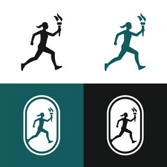 Vector Silhouette of Woman Carrying Torch