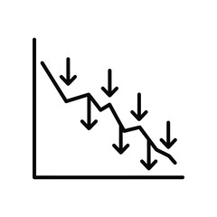 Economic Downturn Chart: A stark and impactful illustration of a downward trend in financial markets, graphically portraying the concept of economic decline.