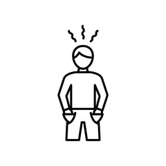 Overwhelmed Human Symbol: A minimalist outline illustration vividly portrays a figure consumed by stress, radiating tension.