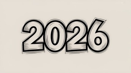 The year 2026 written in a bold, stylized font with a vintage, handdrawn aesthetic on a light background
