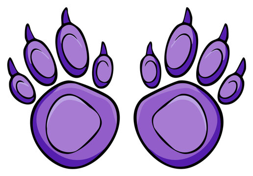 Naklejki Cartoon purple animal paw prints illustration