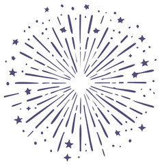 Obraz premium Hand-drawn starburst design with dots and stars, vintage style.