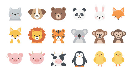 Obraz premium Cute Animal Face Icon sticker (귀여운 동물 얼굴 아이콘 스티커)