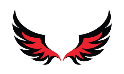 red black abstract wing vector design with sharp shapes on white background